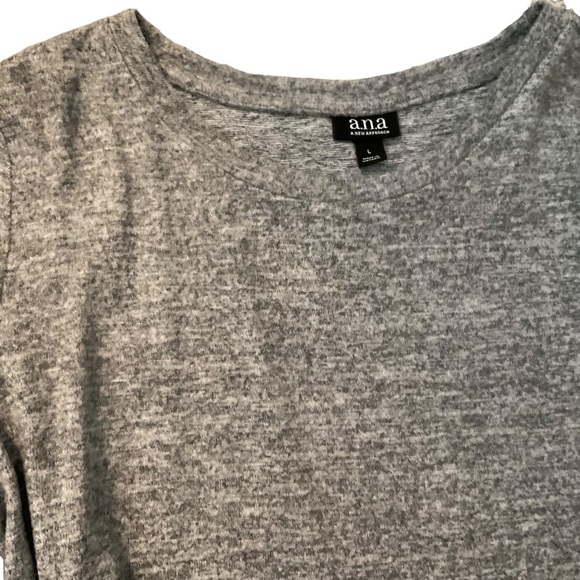 A.N.A Bohemia Gray Knee Length Knit Sweater Pullover Dress Mid Sleeve Size Lg - Picture 5 of 7